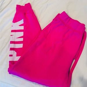 Pink joggers.